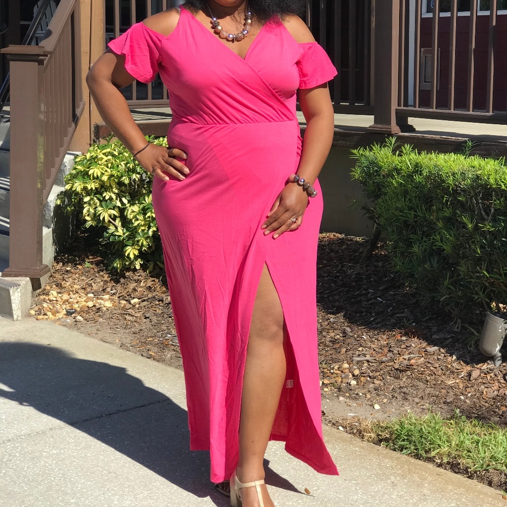 Pink Cold Shoulder Maxi - Picture 3 of 3